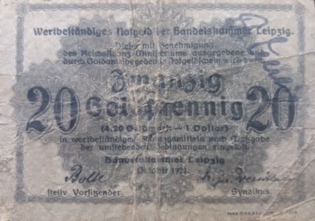 Аверс банкноты 20 złotych fenigów Handelskammer (Niemcy) 1923
