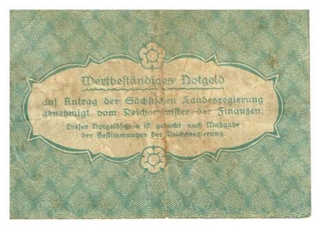 Реверс банкноты 20 золотых пфеннингов Meßamt für die Mustermessen in Leipzig (Германия) 1923 года