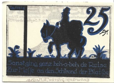 Реверс банкноты 25 fenigów Notgeld-Ausstellung (Niemcy)