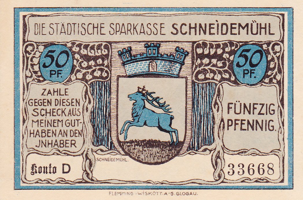 Аверс банкноты 50 пфеннигов Sparkasse (Германия)
