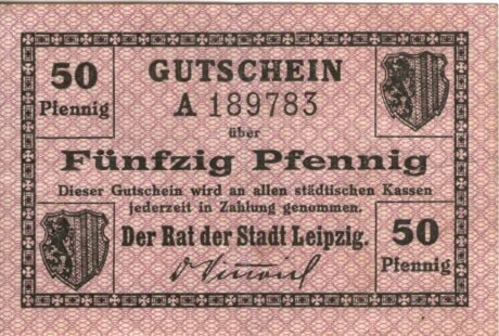 Аверс банкноты 50 fenigów (Niemcy)