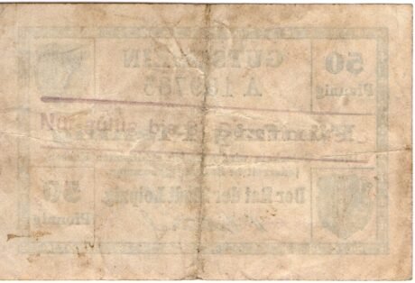 Реверс банкноты 50 fenigów (Niemcy)