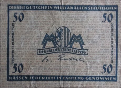 Аверс банкноты 50 fenigów (Niemcy)