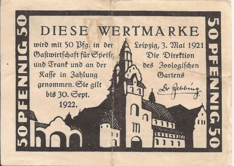 Аверс банкноты 50 fenigów Zoologischer Garten (Niemcy) 1921