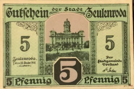 Аверс банкноты 5 fenigów (Niemcy) 1918