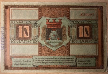 Реверс банкноты 10 марок (Германия) 1918 года
