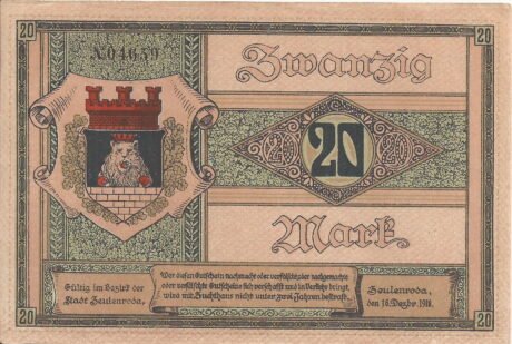 Реверс банкноты 20 marek (Niemcy) 1918