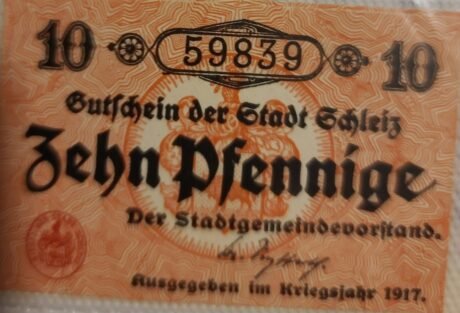 Аверс банкноты 10 fenigów (Niemcy) 1917