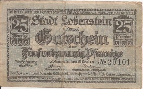 Аверс банкноты 25 пфеннигов (Германия) 1919 года