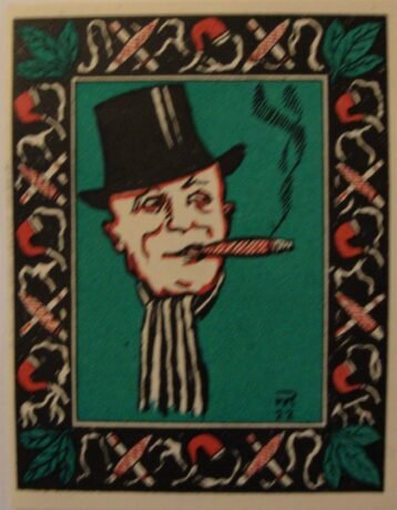 Реверс банкноты 1 znaczek Tabakmesshaus Kosmos (Niemcy) 1921