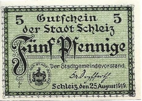 Аверс банкноты 5 fenigów (Niemcy) 1918