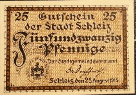 Аверс банкноты 25 fenigów (Niemcy) 1919