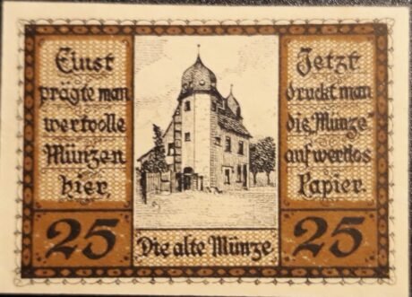 Реверс банкноты 25 fenigów (Niemcy) 1919