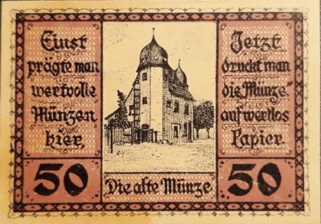 Реверс банкноты 50 fenigów (Niemcy) 1919