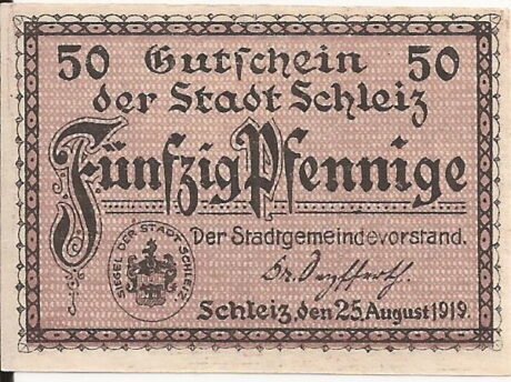 Аверс банкноты 50 fenigów (Niemcy) 1919