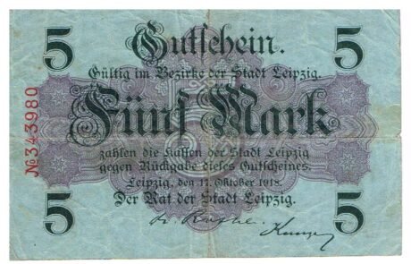 Аверс банкноты 5 marek (Niemcy) 1918