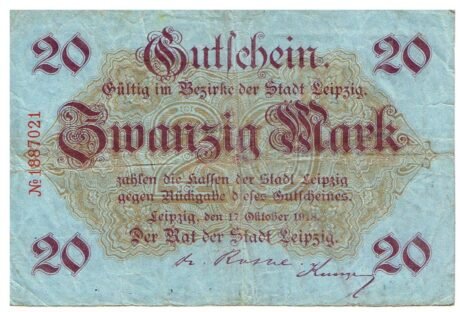 Аверс банкноты 20 marek (Niemcy) 1918