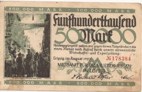 Аверс банкноты 500000 marek Messamt für die Mustermessen w Lipsku (Niemcy) 1923