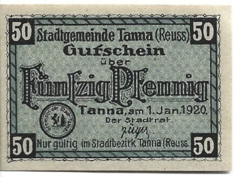 Аверс банкноты 50 fenigów (Niemcy) 1920