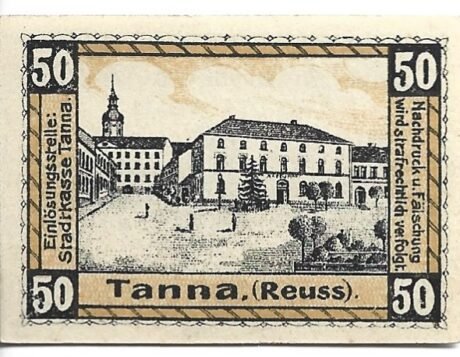 Реверс банкноты 50 fenigów (Niemcy) 1920