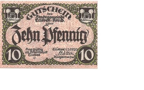 Аверс банкноты 10 fenigów (Niemcy) 1920