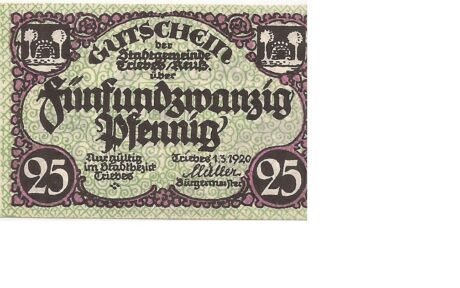 Аверс банкноты 25 fenigów (Niemcy) 1920