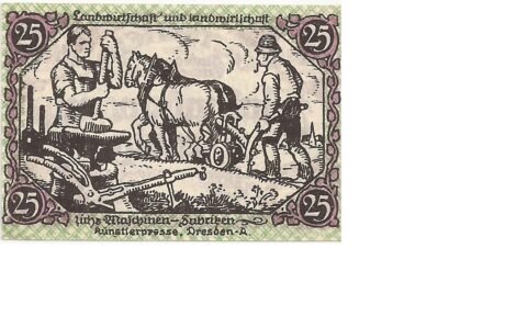 Реверс банкноты 25 fenigów (Niemcy) 1920