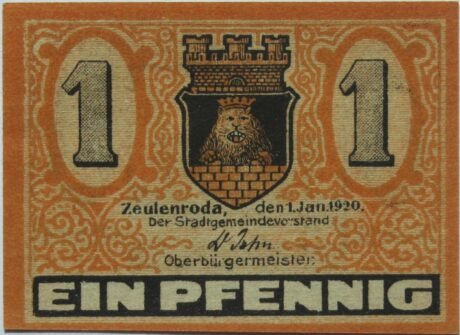 Аверс банкноты 1 fenig (Niemcy) 1920