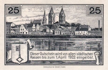Реверс банкноты 25 fenigów Rees (Niemcy) 1920