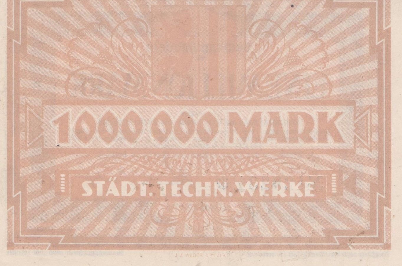 Реверс банкноты 1000000 марок Städtische technische Werke (Германия) 1923 года