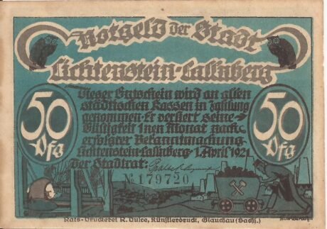 Аверс банкноты 50 fenigów (Niemcy) 1921