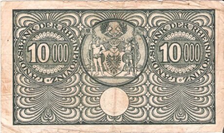 Реверс банкноты 10000 marek Landesbank der Rheinprovinz (Niemcy) 1923