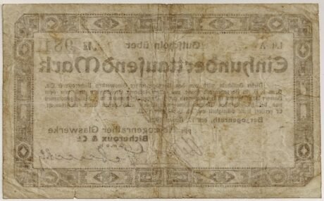 Реверс банкноты 100000 марок Herzogenrath; Glaswerke Bicheroux (Германия) 1923 года