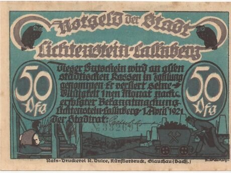 Аверс банкноты 50 fenigów (Niemcy) 1921