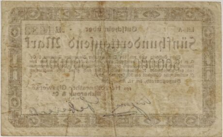 Реверс банкноты 500000 марок Herzogenrath; Glaswerke Bicheroux (Германия) 1923 года