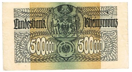 Реверс банкноты 500000 marek Landesbank der Rheinprovinz (Niemcy) 1923