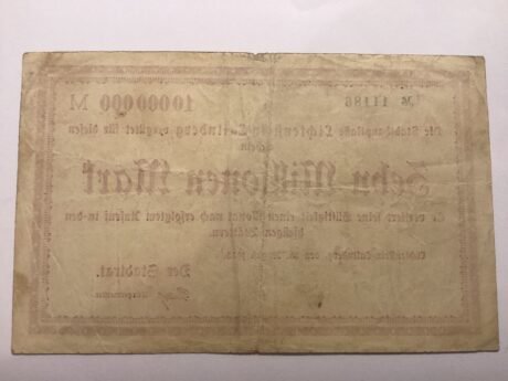 Реверс банкноты 10000000 марок (Германия) 1923 года