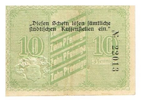 Реверс банкноты 10 fenigów (Niemcy)