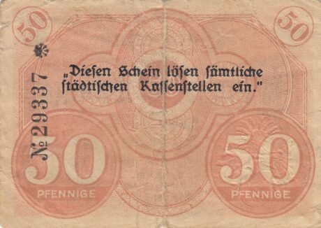 Реверс банкноты 50 пфеннигов (Германия)