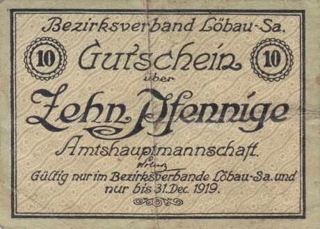 Аверс банкноты 10 fenigów (Niemcy) 1918