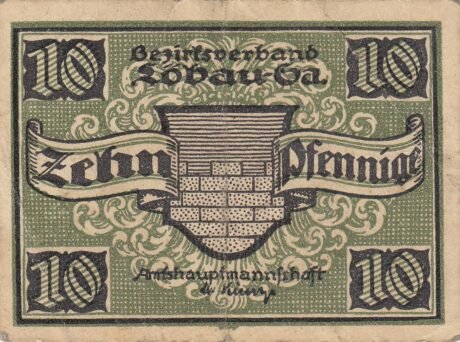 Аверс банкноты 10 fenigów (Niemcy) 1921