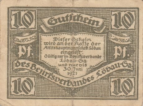 Реверс банкноты 10 fenigów (Niemcy) 1921