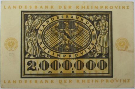 Реверс банкноты 2000000 марок Landesbank der Rheinprovinz (Германия) 1923 года