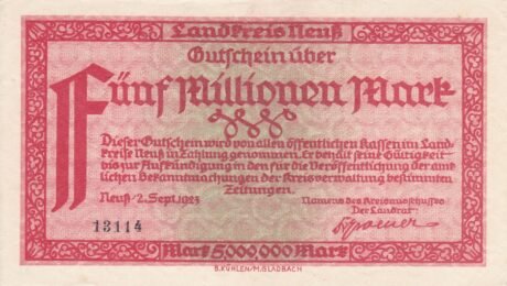 Аверс банкноты 5000000 марок (Германия) 1923 года