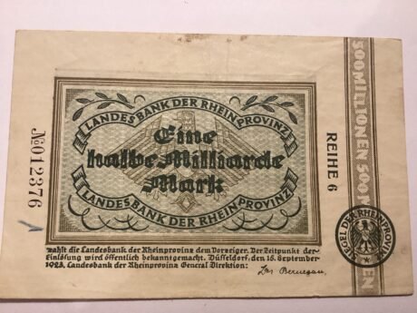 Аверс банкноты 500 000 000 marek Landesbank der Rheinprovinz (Niemcy) z 1923 r.