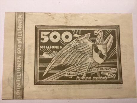 Реверс банкноты 500 000 000 marek Landesbank der Rheinprovinz (Niemcy) z 1923 r.