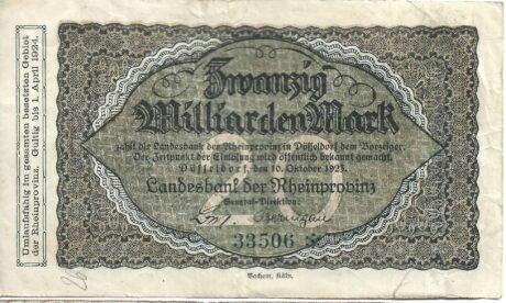 Аверс банкноты 200000000000 znaków Landesbank der Rheinprovinz (Niemcy) z 1923 r.