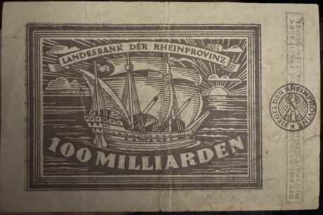 Реверс банкноты 100000000000 марок Landesbank der Rheinprovinz (Германия) 1923 года