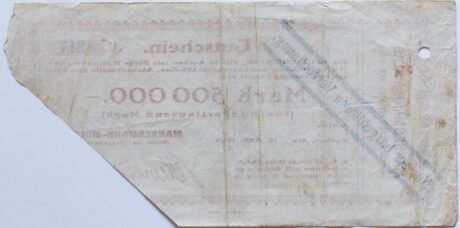 Реверс банкноты 500000 marek Mannesmann-Mulag (Niemcy) 1923