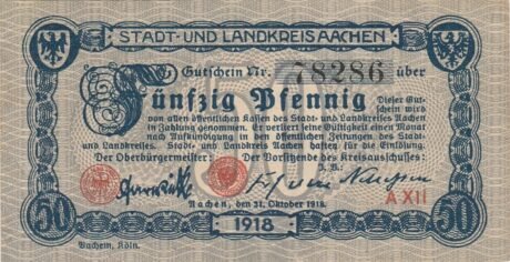 Аверс банкноты 50 fenigów (Niemcy) 1918